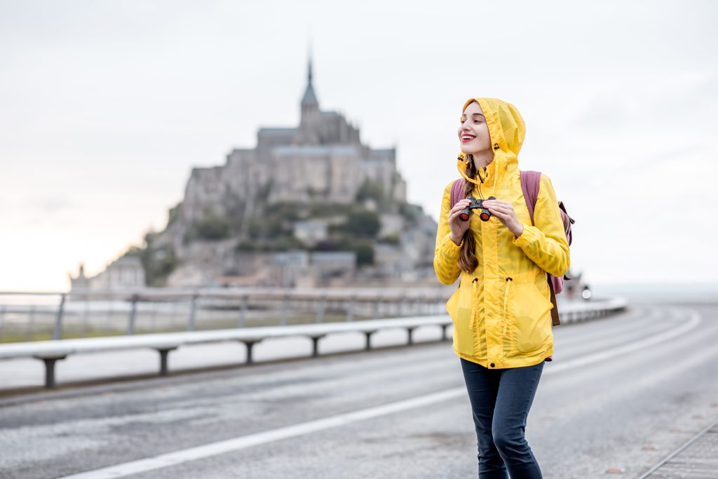 tourist near saint michel island in france